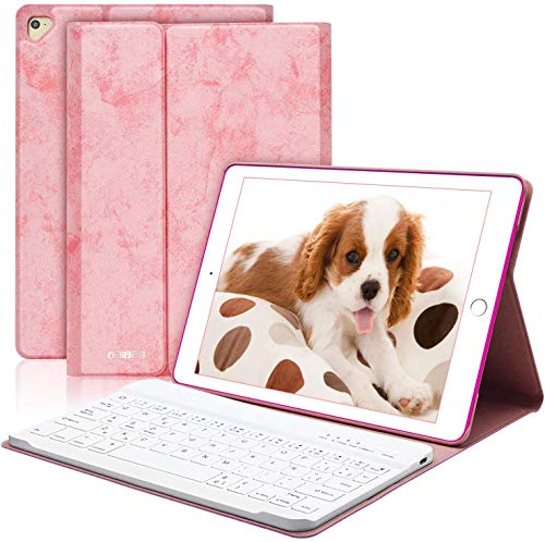 BAIBAO Funda Teclado para iPad 2018, Teclado para iPad Air 2/1/9.7/2018/2017 con Teclado Bluetooth Español Inalámbrico,Funda para iPad con Teclado Desmontable (Rose)