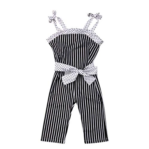 Bebe Mono Conjuntos Niñas Verano Dos Piezas Chaleco con Estampado de Rayas Camiseta y Pantalones Conjunto de Tops y Pantalones Largo Traje de Camiseta 1 año a 7 años POLP Niña