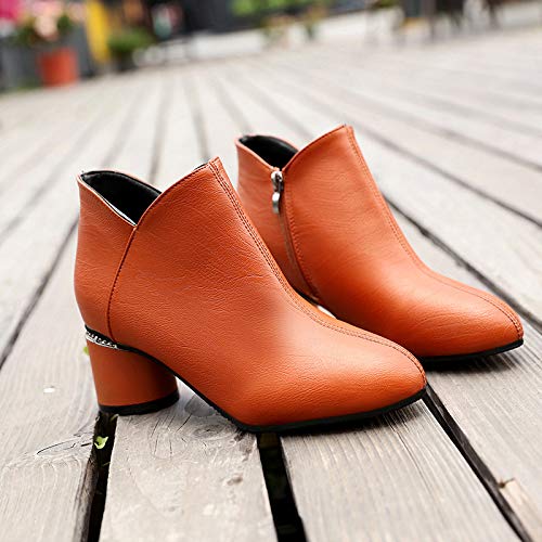 Berimaterry Zapatos Mujer Botines Cortos Cabeza Puntiagudos TalóN Grueso TacóN Alto Femenino Botas Navidad Invierno Moda Ocio TalóN Grueso Espesor del Zapato Zapatos Inferiores