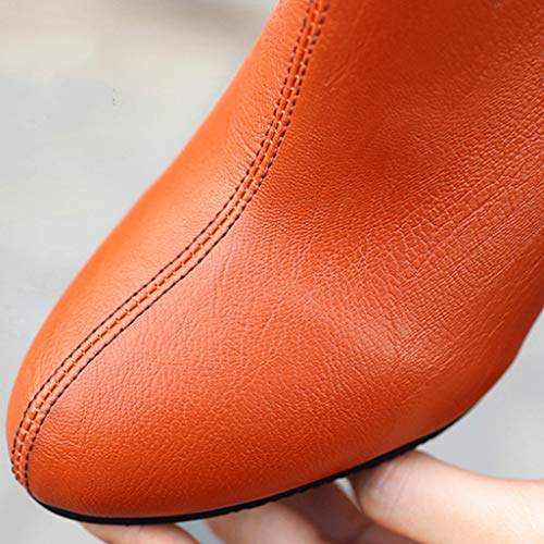 Berimaterry Zapatos Mujer Botines Cortos Cabeza Puntiagudos TalóN Grueso TacóN Alto Femenino Botas Navidad Invierno Moda Ocio TalóN Grueso Espesor del Zapato Zapatos Inferiores