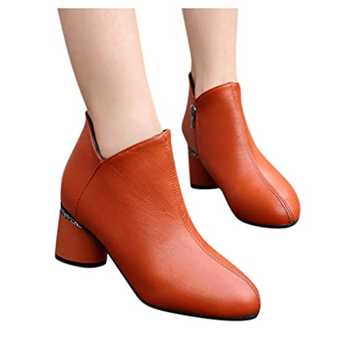 Berimaterry Zapatos Mujer Botines Cortos Cabeza Puntiagudos TalóN Grueso TacóN Alto Femenino Botas Navidad Invierno Moda Ocio TalóN Grueso Espesor del Zapato Zapatos Inferiores