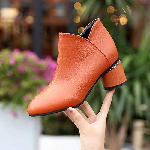 Berimaterry Zapatos Mujer Botines Cortos Cabeza Puntiagudos TalóN Grueso TacóN Alto Femenino Botas Navidad Invierno Moda Ocio TalóN Grueso Espesor del Zapato Zapatos Inferiores