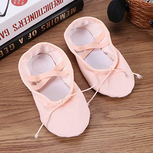 BESPORTBLE Zapatillas de Ballet para niñas niños Zapatillas clásicas de Lona con Suela Dividida Zapatos de Yoga Pisos Tamaño 28 Carne Rosa