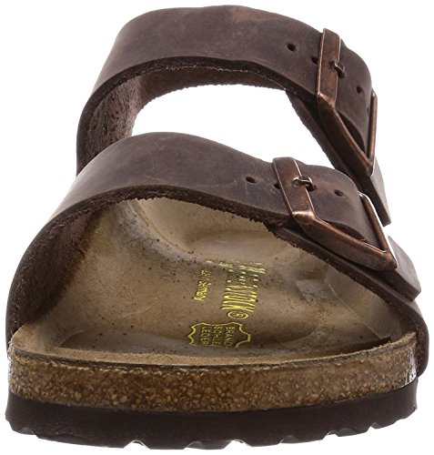 Birkenstock Milano - Sandalias de dedo con correa en el tobillo de piel natural unisex, Marrón, 39 (estrecho)