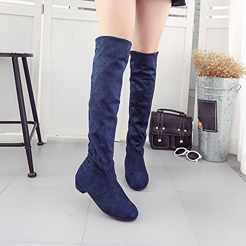 Botas Alto Mujeres, LANSKIRT Mujer Invierno Otoño Gamuza Slim Fit sobre la Rodilla Zapatos Planos de Las Botas Botas Largas Largas de Ante de Pierna Alta