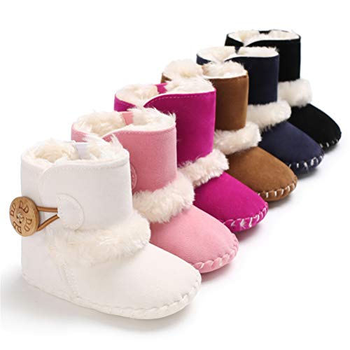 Botas de Bebés Unisexo Zapatos Primeros Pasos Invierno Soft Sole Botas Suaves de Nieve de Suela 0-18 Meses (0-6 Meses, Blanco, Tamaño de Etiqueta 11)