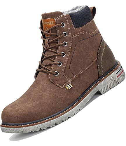 Botas de Nieve Hombre Antideslizante Invierno Botines Calientes Trekking Aire Libre Zapatos Marrón 45