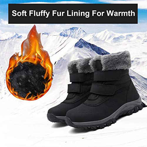 Botas de Nieve Hombre Mujer Invierno Botines cálidos Impermeable Antideslizante Senderismo al Aire Libre Trekking Zapatos,629 Black 38