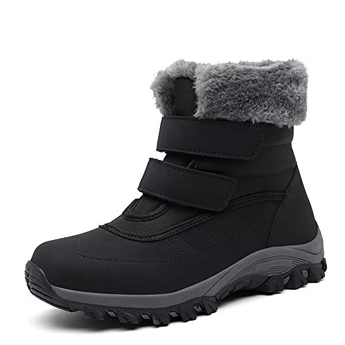 Botas de Nieve Hombre Mujer Invierno Botines cálidos Impermeable Antideslizante Senderismo al Aire Libre Trekking Zapatos,629 Black 38