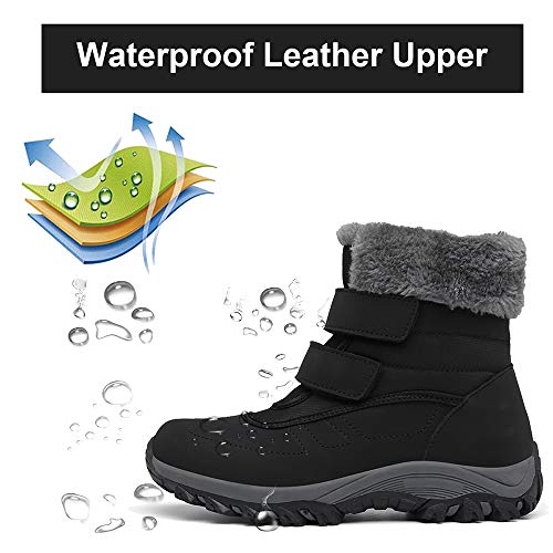 Botas de Nieve Hombre Mujer Invierno Botines cálidos Impermeable Antideslizante Senderismo al Aire Libre Trekking Zapatos,629 Black 38