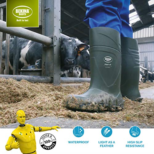 Botas de Seguridad y de Trabajo para Hombres y Mujeres Incl. Puntera de Acero, para Uso agrícola, garantizan una excelente adherencia, protección Aislante -30 Grados, Verde, EU 45