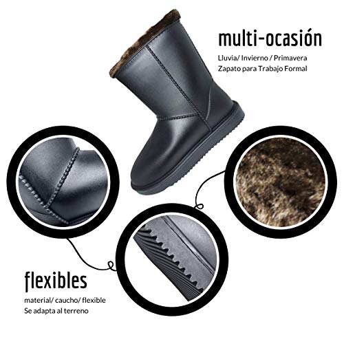 Botas Mujer Botines CON PELO Botas de Agua Mujer IMPERMEABLES Antideslizantes Ajustables Regalos Originales Para Mujer Zapatos de Trabajo Formal Botas Elegantes LIGERAS (num_39)