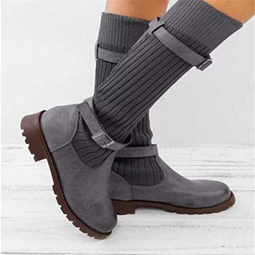 Botas Mujer Invierno Tacon Forrado Calentar Botas Altas Botines Moda Casual Outdoor Zapatos de Nieve Snow Boots