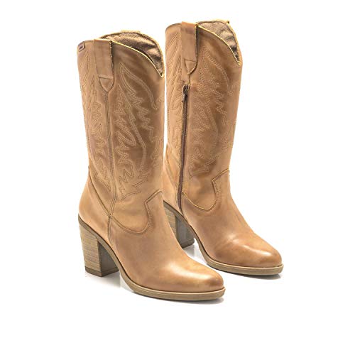 Botas Mujer MTNG | Botas Marilyn 58134 | MTNG Mujer | De Piel, con Interior Piel, caña Alta y Punta Afilada | Botas Casual | Cierre con Cremallera | 45198 | Cuero | 39