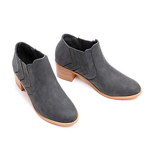 Botas Mujer Tobillo Tacon Botines Bloque Slip on Chelsea Boots Atajo Fiesta Chunky Medio Verano Verano Zapatos 3-Negro EU38