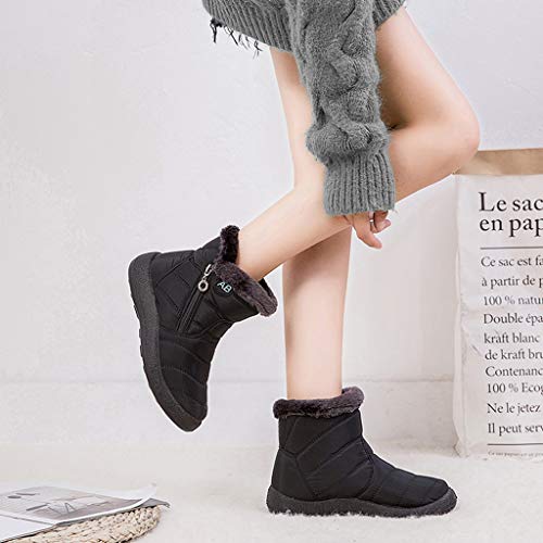 Brillanto Botas Mujer Invierno de Forradas Botines Mujer con Cremallera Botas de Nieve Mujer Zapatos Mujer Tacon Medio 2.5 cm Tallas 35-43