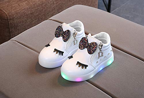 Brillanto Zapatillas Niñas Deportivas Cremallera con Luces Planas Running Comodas Transpirable Unisex Niños de Zapatos