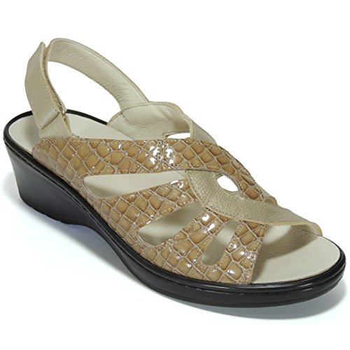 Cactus 16606 Sandalia Ancho Especial Cuña 4,5 Cm Planta Extraible para Mujer Taupe Talla 40