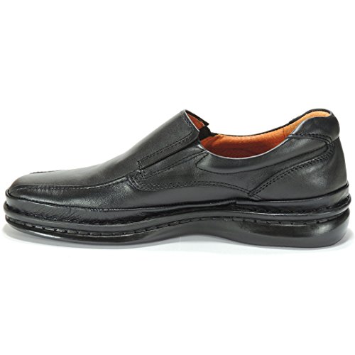 Cactus 4002G Mocasín Piel Hombre Confortable Cosido Estilo 24 Horas Camarero Antideslizante para Hombre Negro Talla 49