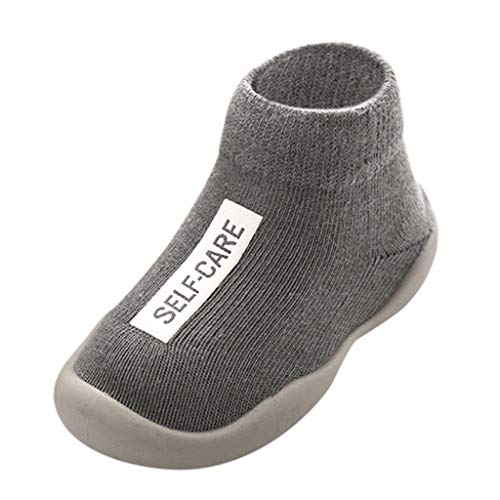 Calzado Casual Infantil Zapatos De Goma Antideslizantes Calcetines De Punto Zapatos De Casa OtoñO Nuevas Botas Desnudas Zapatos para BebéS Y NiñOs ReciéN Nacidos Zapatos De Primer Paso(Gris,21EU)