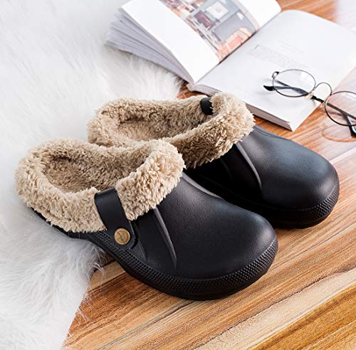 CELANDA Unisex Zuecos Calido Hombre Impermeable Zapatillas de Estar por Casa Mujer Invierno Pantuflas con Forro Pelusa Caliente Zapatos de jardín