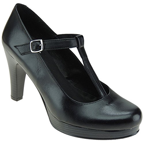 CHAMBY 291 Zapato Plataforma y Tacón de 10 CM para Mujer Negro Talla 40