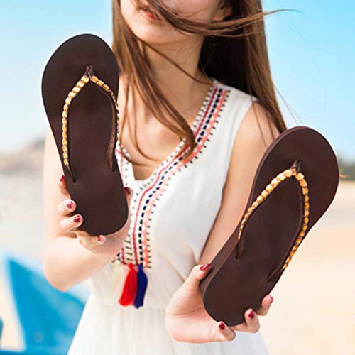 Chanclas de Tacón de Cuña para Mujer Sandalias de Piscina Verano (EU 35/ Fabricante 36, Marrón)