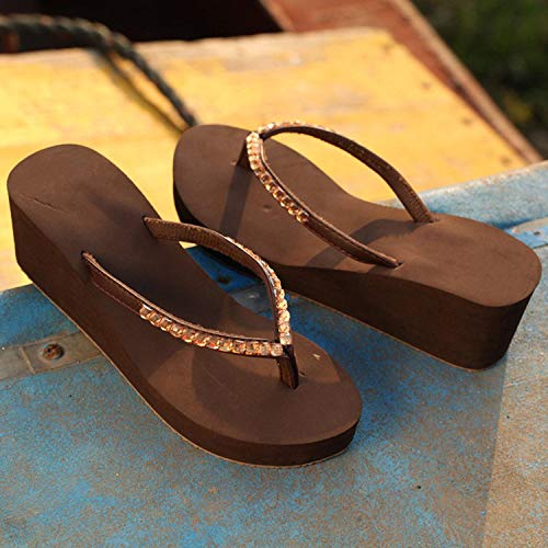 Chanclas de Tacón de Cuña para Mujer Sandalias de Piscina Verano (EU 35/ Fabricante 36, Marrón)