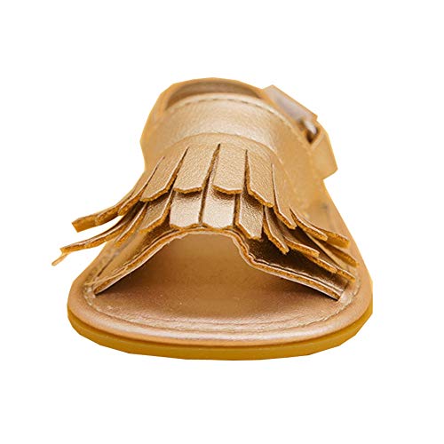 Chickwin Sandalias Niña Niños para Verano, Cómodo Zapatos Princesa Breathable Casual Encantador Floral Suela Blanda Goma Impermeable Antideslizante Calzado (EU20, Oro)