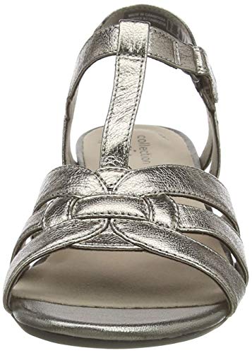 Clarks Abigail Daisy, Sandalias con Tira Vertical para Mujer, Plateado (Metallic Multi Metallic Multi), 41 EU