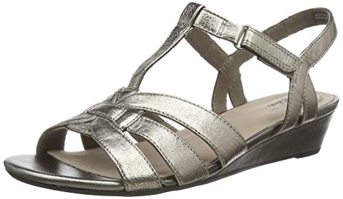 Clarks Abigail Daisy, Sandalias con Tira Vertical para Mujer, Plateado (Metallic Multi Metallic Multi), 41 EU