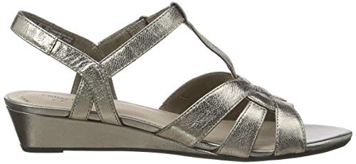 Clarks Abigail Daisy, Sandalias con Tira Vertical para Mujer, Plateado (Metallic Multi Metallic Multi), 41 EU