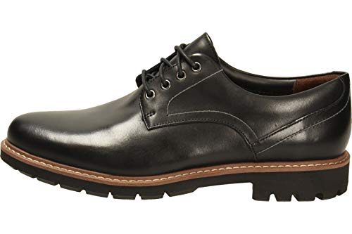 Clarks Batcombe Hall Derby - Zapatos de Cordones para Hombre, Negro (Black Leather), 43 EU