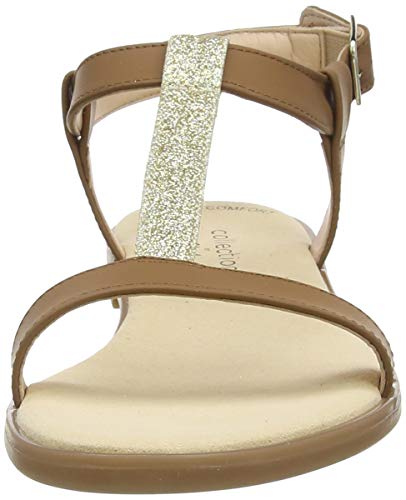 Clarks Bay Rosa, Sandalias con Tira Vertical Mujer, Marrón (Tan Combi Tan Combi), 40 EU