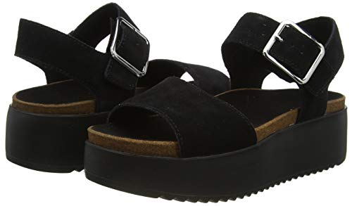 Clarks Botanic Strap, Sandalias de Talón Abierto para Mujer, Negro (Black SDE Black SDE), 39.5 EU