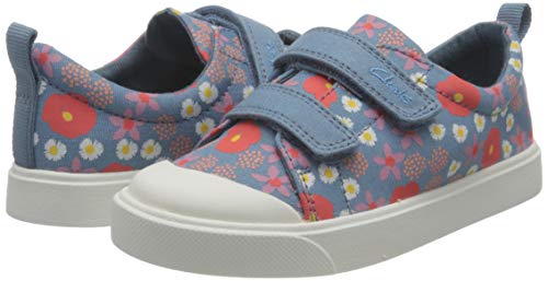 Clarks City Bright T, Zapatillas Niñas, Lona Azul Floral, 20 EU