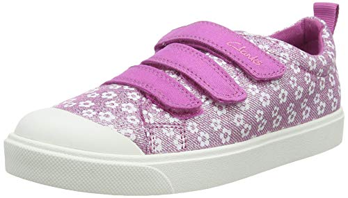 Clarks City Vibe K, Zapatillas Niños, Rosa (Pink Floral Pink Floral), 28 EU