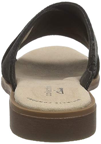 Clarks Declan Ivy, Sandalias Punta Cerrada Mujer, Negro (Black Nubuck Black Nubuck), 37 EU