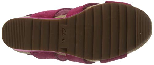 Clarks Flex Sand, Sandalias de Talón Abierto Mujer, Rosa (Fuchsia Suede Fuchsia Suede), 40 EU