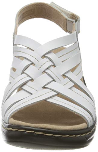 Clarks Lexi Carmen, Sandalias de Talón Abierto para Mujer, Blanco (White Leather White Leather), 36 EU