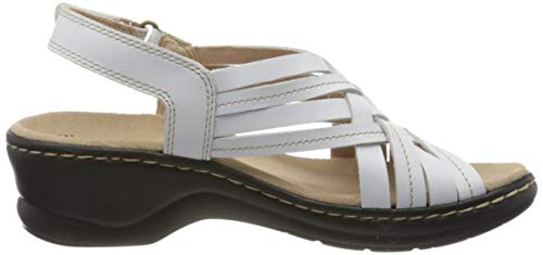 Clarks Lexi Carmen, Sandalias de Talón Abierto para Mujer, Blanco (White Leather White Leather), 36 EU