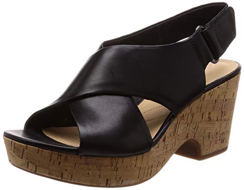 Clarks Maritsa Lara, Sandalia con Pulsera Tira de Tobillo, Negro (Black-), 37 EU