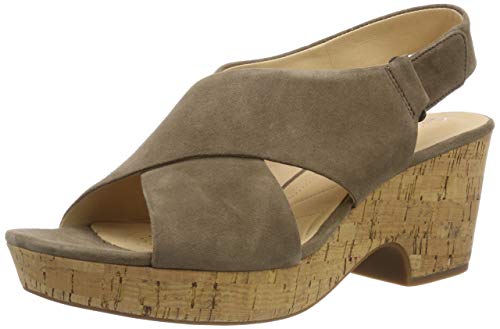 Clarks Maritsa Lara, Sandalia con Pulsera Tira de Tobillo, Verde (Olive Suede-), 39 EU