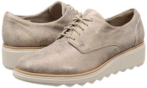 Clarks Sharon Crystal, Zapatos de Cordones Derby Mujer, Beige (Pewter-), 37.5 EU