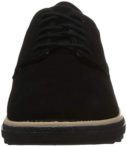 Clarks Sharon Noel, Zapatos de Cordones Derby Mujer, Negro (Black Nubuck), 41 EU