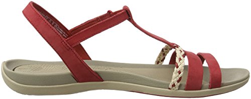 Clarks Tealite Grace, Sandalias con Tira Vertical para Mujer, Rojo (Red Nubuck), 37.5 EU