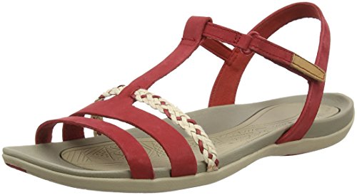 Clarks Tealite Grace, Sandalias con Tira Vertical para Mujer, Rojo (Red Nubuck), 37.5 EU