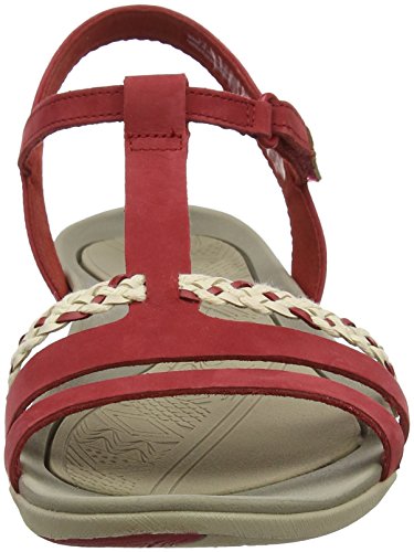 Clarks Tealite Grace, Sandalias con Tira Vertical para Mujer, Rojo (Red Nubuck), 37.5 EU