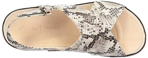 Clarks Tri Alexia, Sandalias de Talón Abierto Mujer, Beige (Grey Snake Grey Snake), 41 EU