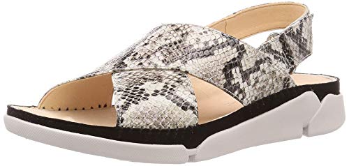 Clarks Tri Alexia, Sandalias de Talón Abierto Mujer, Beige (Grey Snake Grey Snake), 41 EU